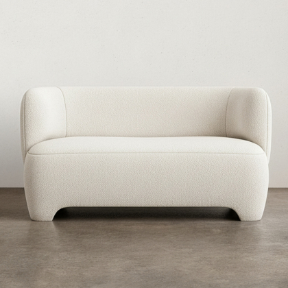 Buy 2/3 Seater Sofa - Upholstered in Bouclé Fabric - Janko White 61252 home delivery 