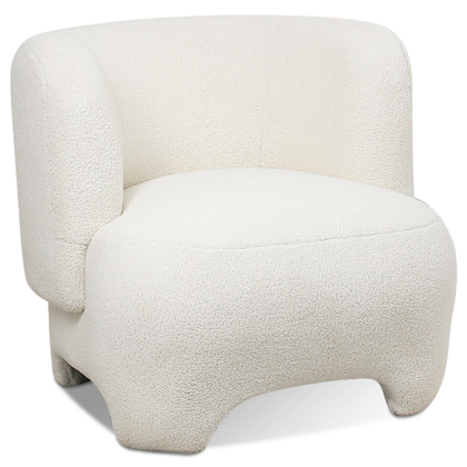 Buy  Upholstered Armchair - Bouclé Fabric Lounge Chair - Janko White 61296 - in the UK