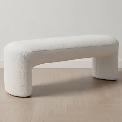 Buy Upholstered Bench in Bouclé Fabric - Loriel White 61307 home delivery 