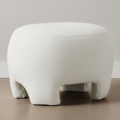 Buy Upholstered Ottoman - Pouf in Bouclé Fabric - Janko White 61305 - in the UK 