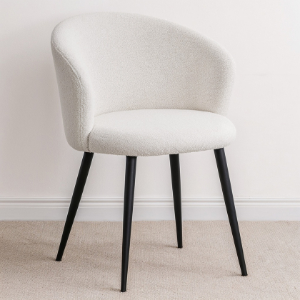 Buy Upholstered Dining Chair in Bouclé - Vurel White 61300 home delivery 
