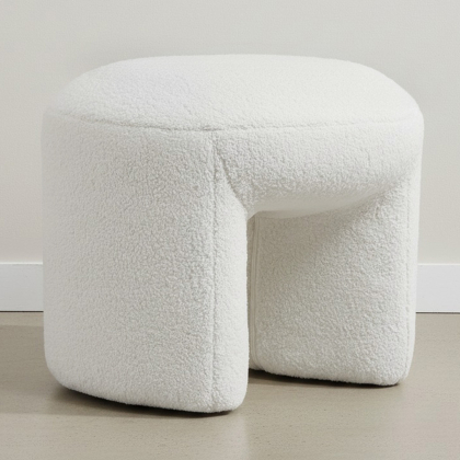Buy Ottoman Upholstered in Bouclé Fabric - Loriel White 61303 with a guarantee 