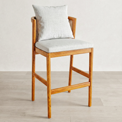 Buy High Outdoor Teak Wood Stool with Cushions - Aran Natural 61324 with a guarantee 