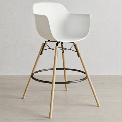 Buy Bar Stool Scandinavian Design - Wooden Legs - Skandiva Black 61553 - in the UK 