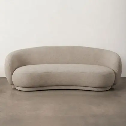 Buy Curved Contemporary Style Design Sofa Upholstered in Chenille - Onda Beige 61557 at MyFaktory 