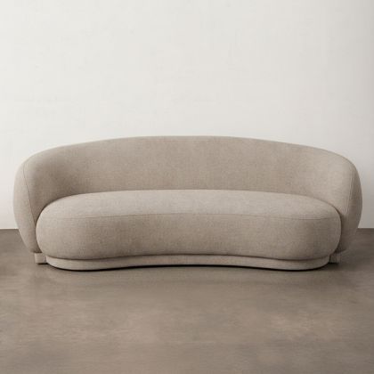 Buy Curved Contemporary Style Design Sofa Upholstered in Chenille - Onda Beige 61557 at MyFaktory 