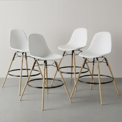 Buy Bar Stool - Scandinavian Design - Wooden Legs - Pack of 4 - Lumi White 61567 at MyFaktory 