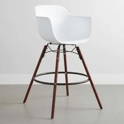 Buy Bar Stool - Scandinavian Design - Dark Wood Legs - Skandiva White 61570 with a guarantee 