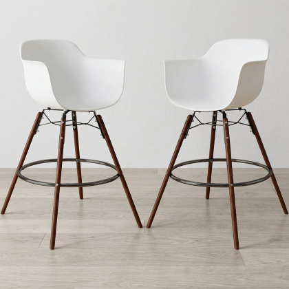 Buy Bar Stool Scandinavian Design - Dark Wood Legs - Pack of 2 - Skandiva White 61573 in the United Kingdom 