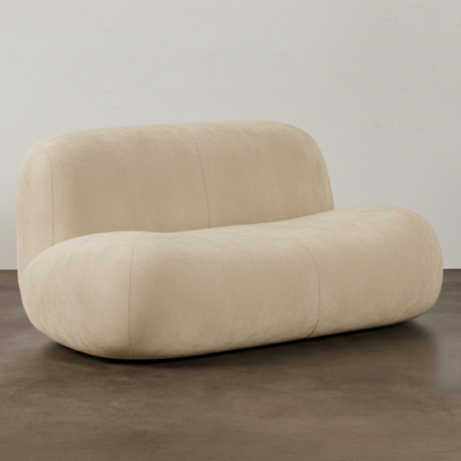 Buy Organic-Shaped Sofa - 2/3 Seater - Velvet Upholstered Scandinavian Modern Design - Dustine White 61588 home delivery 