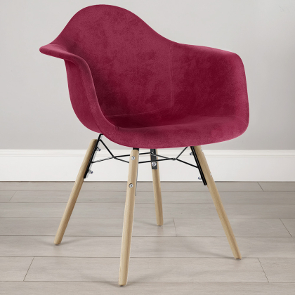 Buy Velvet Dining Chair - Scandinavian Design and Wooden Legs - Skandiva  Dark red 61594 with a guarantee 