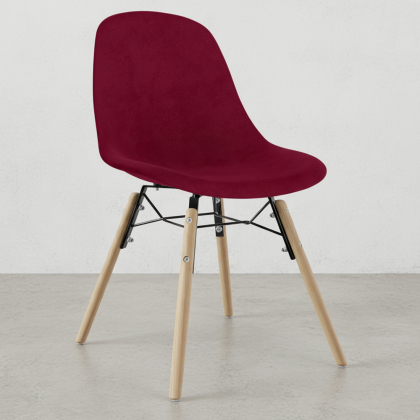 Buy Velvet Dining Chair - Scandinavian Design and Wooden Legs - Lumi Dark red 61595 home delivery 