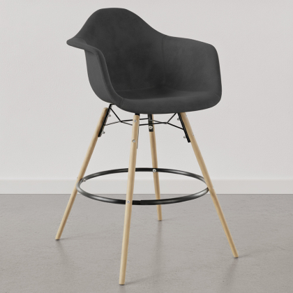 Buy Velvet Bar Stool - Scandinavian Design and Wooden Legs - Skandiva  Yellow 61597 home delivery 