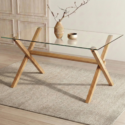 Buy Rectangular Dining Table - Scandinavian Design - 6 Diners - Liona Natural 61603 in the United Kingdom