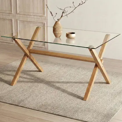 Buy Rectangular Dining Table - Scandinavian Design - 6 Diners - Liona Natural 61603 in the United Kingdom