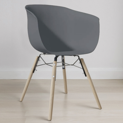 Buy Dining Chair - Scandinavian Style - Natural Wood Legs - Mangri Dark grey 61734 - prices 