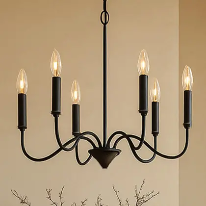 Buy Matte Black Metal Chandelier Style Pendant Lamp – 6 Arms - Lumora Black 61741 home delivery 