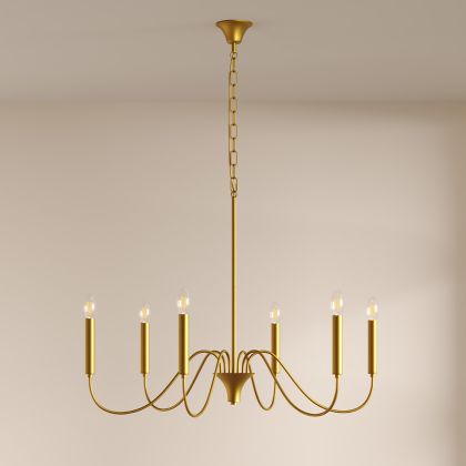 Buy Gold 6-Arm Pendant Lamp – Modern Chandelier Style in Metal - Aviana Gold 61742 with a guarantee 