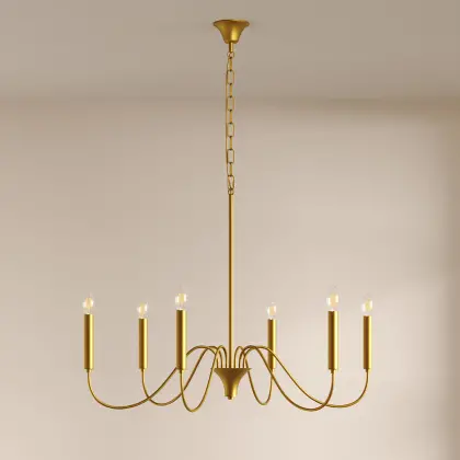 Buy Gold 6-Arm Pendant Lamp – Modern Chandelier Style in Metal - Aviana Gold 61742 with a guarantee 