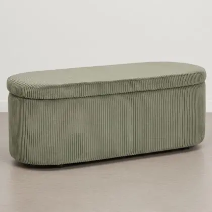 Buy Bench With Internal Storage Upholstered In Velvet Corduroy Fabric - Auren Olive 61765 - in the UK 
