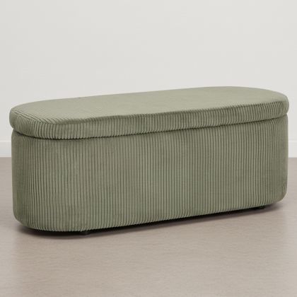 Buy Bench With Internal Storage Upholstered In Velvet Corduroy Fabric - Auren Olive 61765 - in the UK 