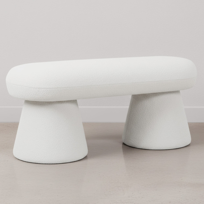 Buy Modern Style Bench Upholstered In Bouclé Fabric - Nuvora White 61774 with a guarantee 