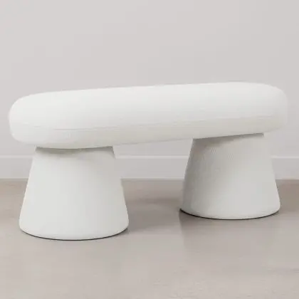 Buy Modern Style Bench Upholstered In Bouclé Fabric - Nuvora White 61774 with a guarantee 