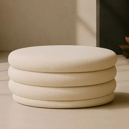 Buy Modern Ottoman With Storage Upholstered In Bouclé Fabric Multifunctional As Coffee Table - Orelia White 61775 at MyFaktory 