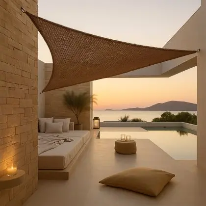 Buy Coconut fiber awning 3x3x3M - 100 % Ecological shade sail Beige 61784 - in the UK 