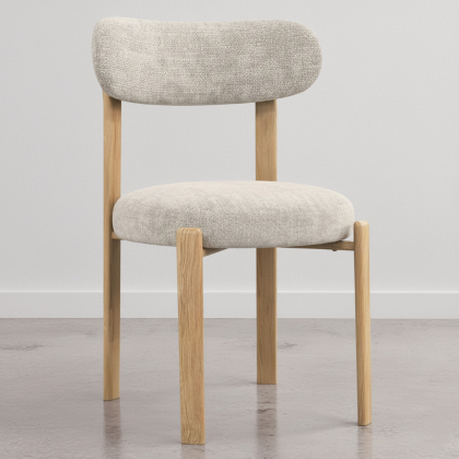 Buy Dining chair Chenille upholstered - Oak effect legs - Ergonomic and modern design - Essentia Cream 61786 with a guarantee