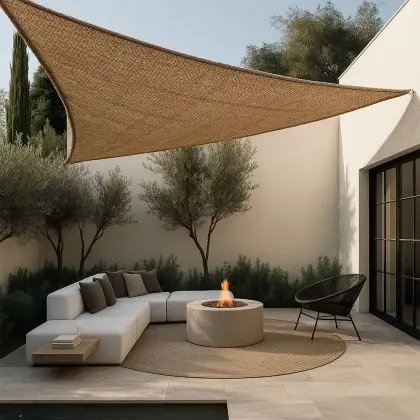 Buy Coconut fiber awning 6x6x6M - 100 % Ecological shade sail Beige 61797 in the United Kingdom 