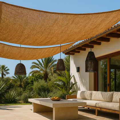 Buy Coconut fiber awning 10x1M - 100 % Natural shade sail Beige 61801 - in the UK 