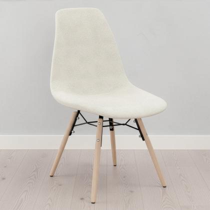Buy Dining chair Scandinavian upholstered in bouclé – Dining or desk - Lumi White 61820 with a guarantee 