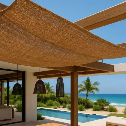 Buy Coconut fiber awning 20x2M - 100 % Natural shade sail Beige 61802 - prices 