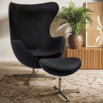 Buy Bold Chair with Ottoman - Fabric Black 13657 - in the UK 