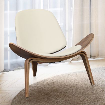Buy Designer armchair - Scandinavian armchair - Faux leather upholstery - Luna Ivory 16774 in the United Kingdom 