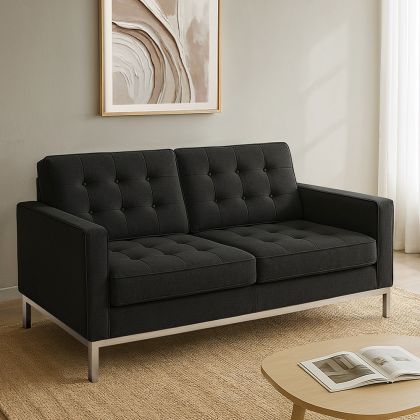 Buy 2 seats Sofa Kanel - Fabric Black 13241 in the United Kingdom 