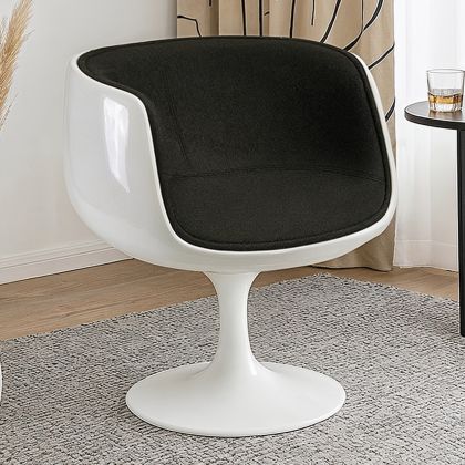 Buy Lounge Chair - White Design Chair - Fabric Upholstery - Brandy Black 13158 - prices 