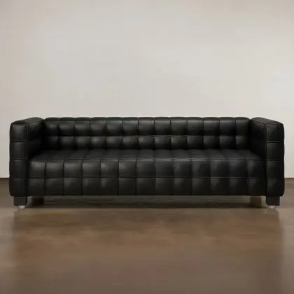 Buy Design Sofa Lukus (3 seats) - Faux Leather Black 13255 with a guarantee 