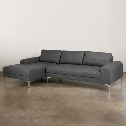 Buy Design Living-room Corner Sofa (5 seats) - Right Angle - Fabric Dark grey 26731 with a guarantee 