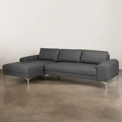 Buy Design Living-room Corner Sofa (5 seats) - Right Angle - Fabric Dark grey 26731 with a guarantee 