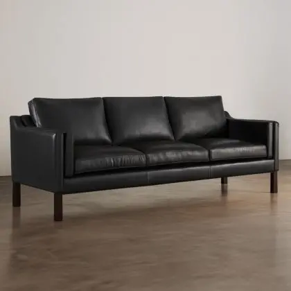 Buy Design Sofa 2213 (3 seats) - Premium Leather Black 13928 - prices 