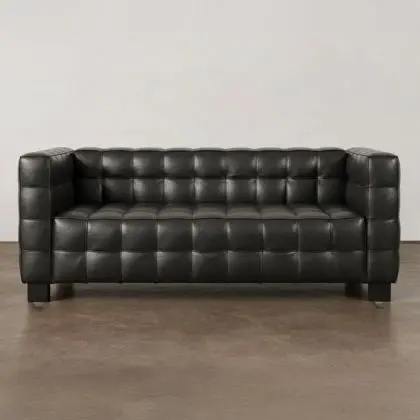 Buy Design Sofa Lukus (2 seats) - Premium Leather Black 13253 with a guarantee 
