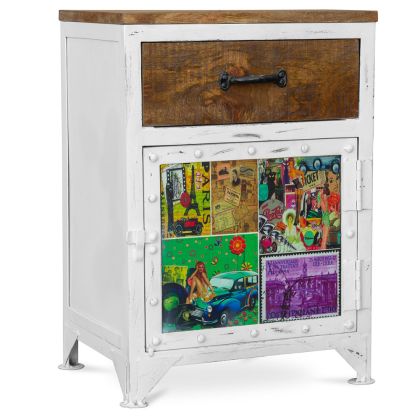 Buy Grange&Co Mango Bedside Table - Iron and Wood White 51299 in the United Kingdom 