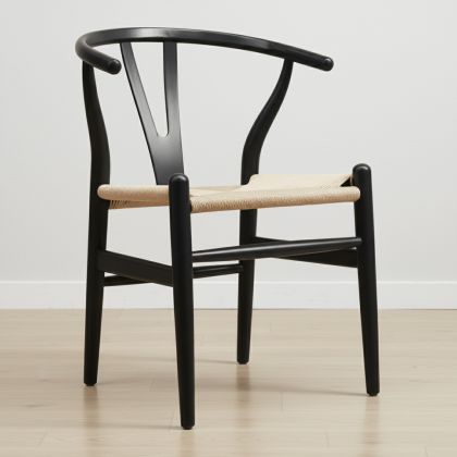 Buy Dining Chair Scandinavian Design Wooden Cord Seat - Wish Black 16432 with a guarantee 
