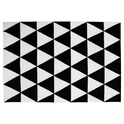 Buy Triangles Design Rug - Wool - Trya White / Black 58452 home delivery