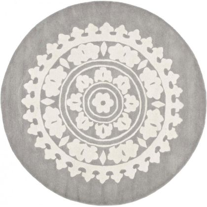 Buy Round Design Rug - Wool - 210cm - Ruma Light grey 58289 with a guarantee