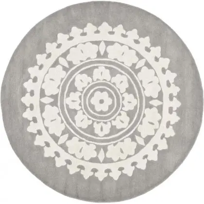 Buy Round Design Rug - Wool - 210cm - Ruma Light grey 58289 with a guarantee