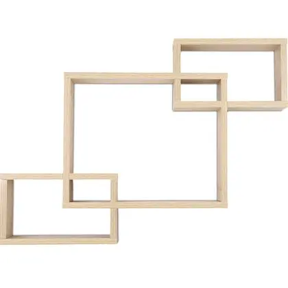 Buy Wooden Wall Shelf - Box Design - Dagoa Natural wood 59645 in the United Kingdom