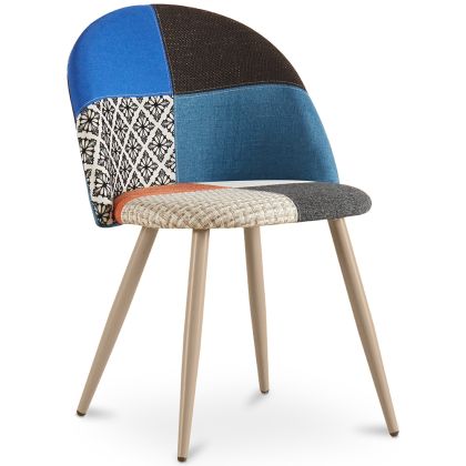 Buy Dining Chair - Upholstered in Patchwork - Scandinavian Style - Bennett  Multicolour 59936 in the United Kingdom